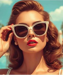 Kính râm nữ Luna White Cat-Eye sang trọng, gọng trắng tinh tế, tròng tối màu cao cấp. Chống UV, thời trang hè 2026. Phong cách cat-eye quyến rũ cho nàng yêu thích vintage & luxury