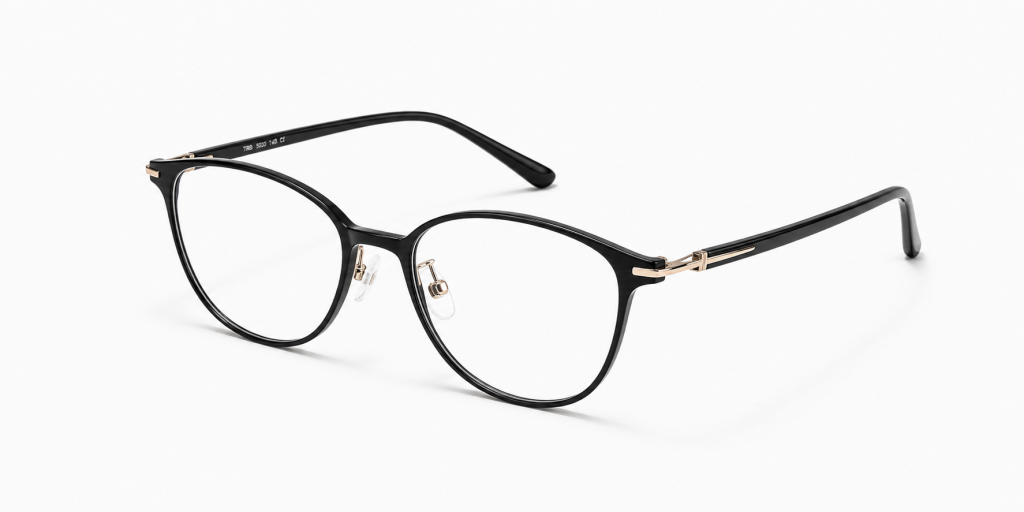 Kính gọng tròn đen kim loại Lumi Eyewear thanh mảnh thời trang.